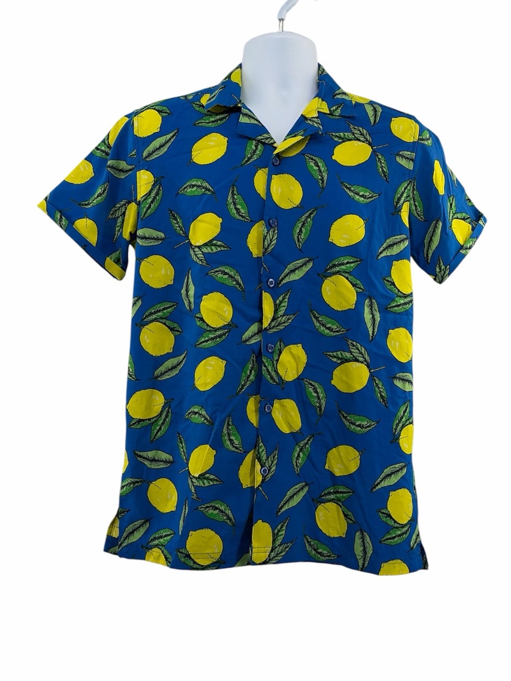 Good Vibes Life Is A Beach by DRILL Hawaiian Mens Short Sleeve Lemon Print Shirt